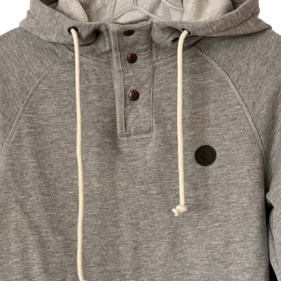 Volcom Henley Cotton Blend Snap Up Hoodie, Marled Gray - S - Picture 3 of 12